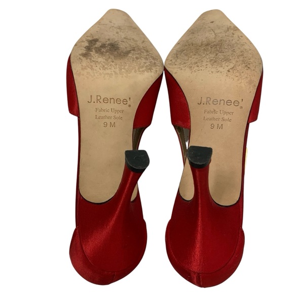Red J.Renee Couture Collection  Women's Red Satin Rhinestone Pump Heels Size: 9 - Picture 7 of 8